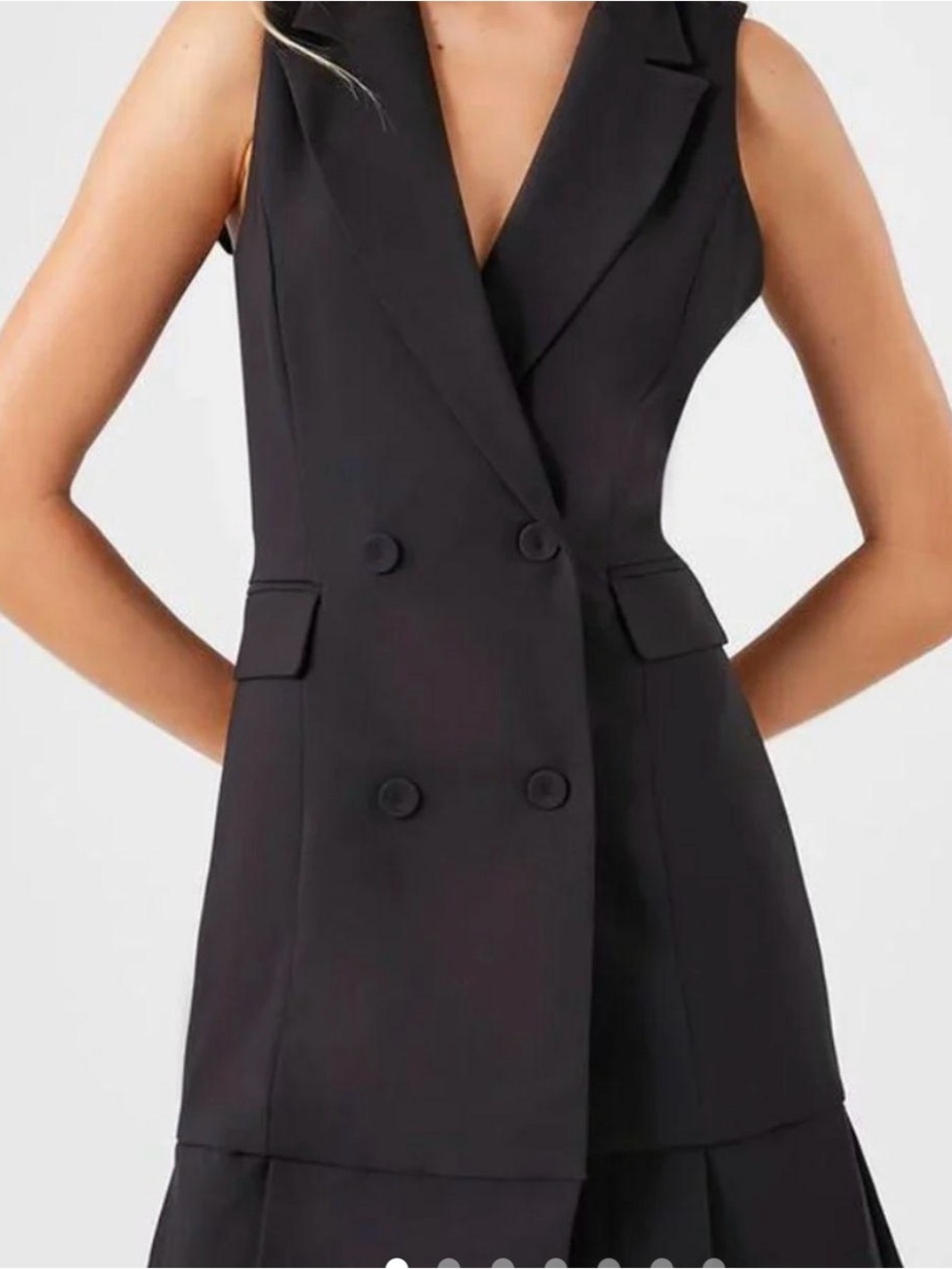 Anthropologie Black Sleeveless Double-Breasted Blazer Dress